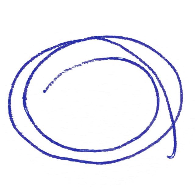 doodle of a blue spiral